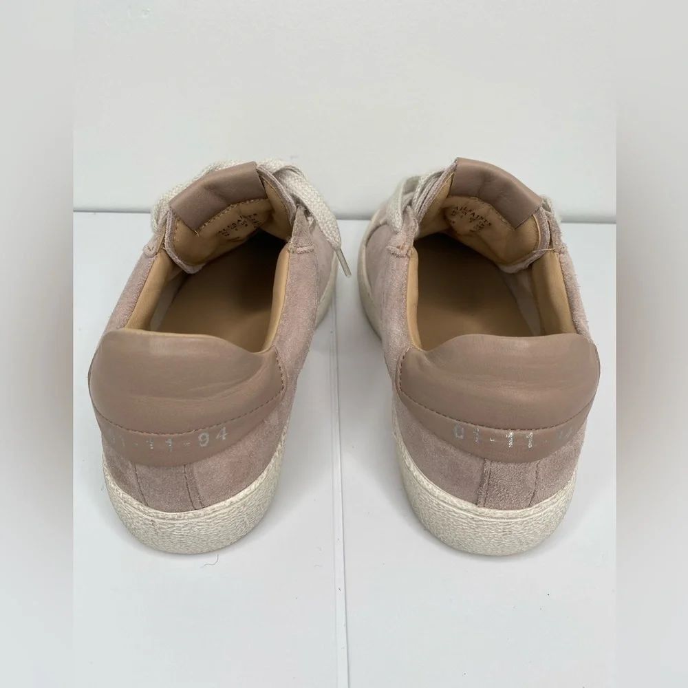 Allsaints Distressed Pink Look Pink Sheer Suede Sneakers Like New - Picture 6 of 8